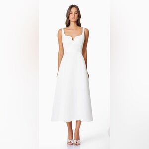 ELLIATT Alice Duchess Satin Midi Dress In White Size Medium
